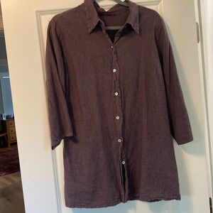 CutLoose, dusty purple button up linen cotton shirt, large